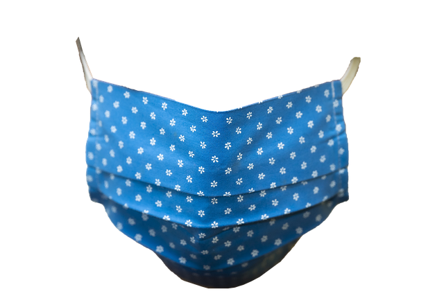 Reusable Cloth Blue Face Mask with white dots